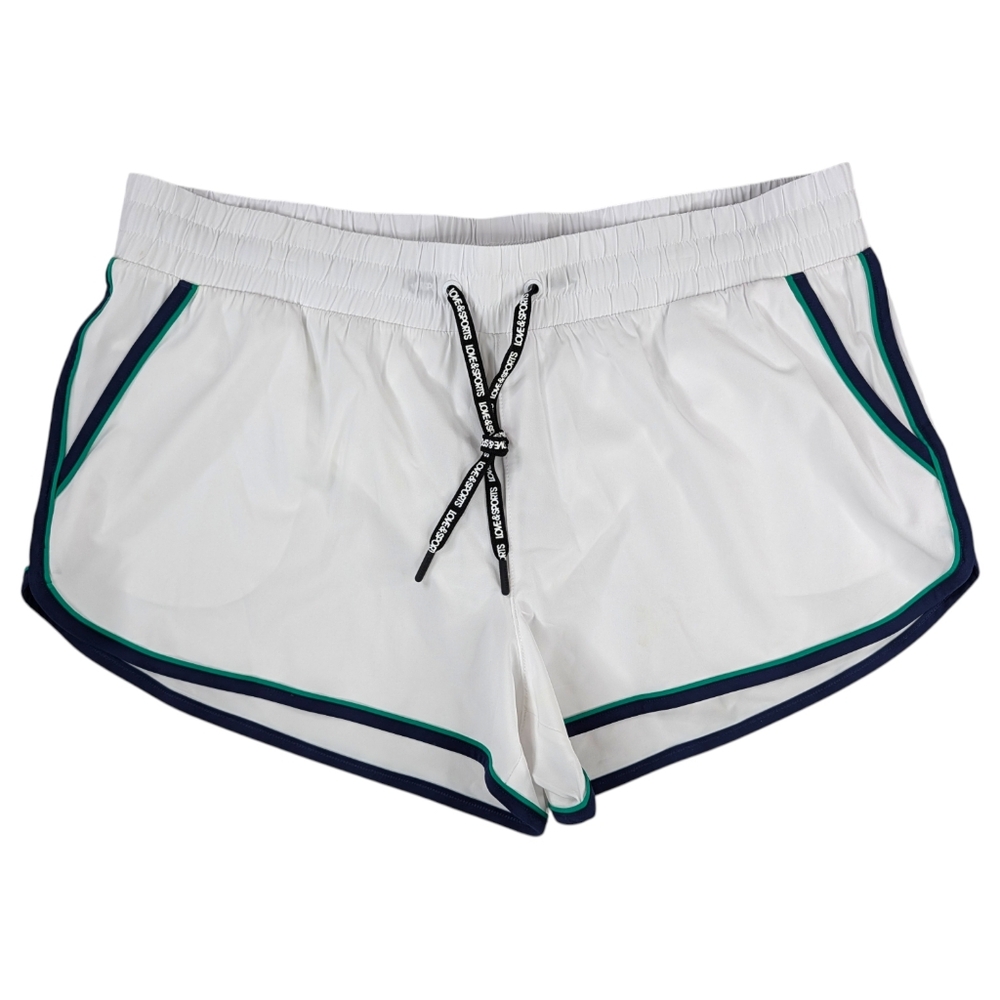 Love & Sports XL Running Shorts White Green Womens Retro Brief Liner Quick Dry - Picture 2 of 11
